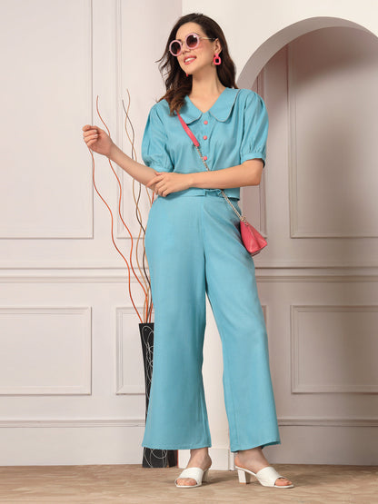 Solid Cotton Blend Co-Ord Set (Pre-Order)