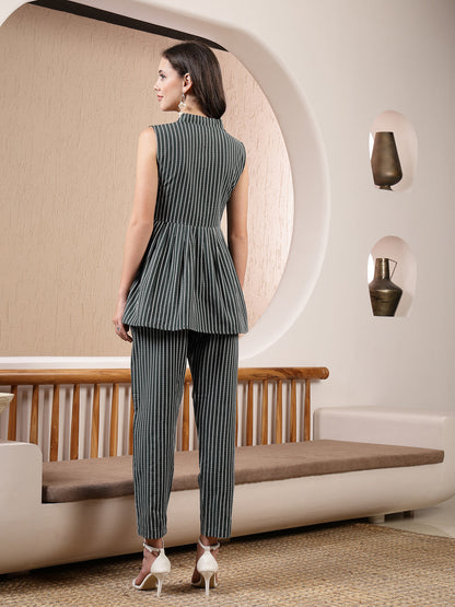 Self Designed Cotton Blend Pleated Co-ord Set (Pre-Order)