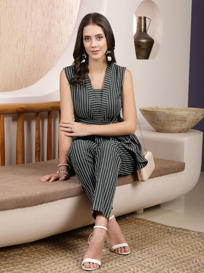 Self Designed Cotton Blend Pleated Co-ord Set (Pre-Order)