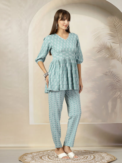 Ethnic Motifs Printed Rayon Co-Ord Set