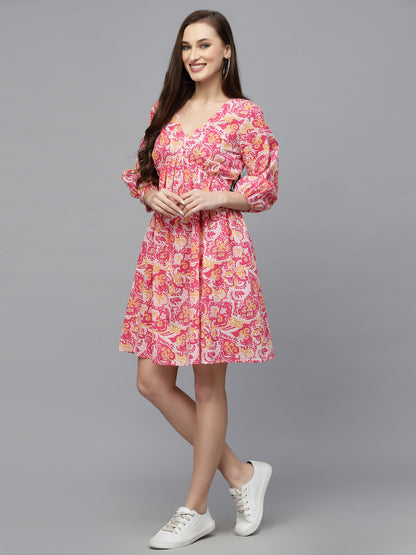 Floral printed Cotton Flared dress (Pre-Order)