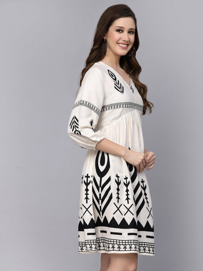 Printed Rayon Flared Dress (Pre-Order)