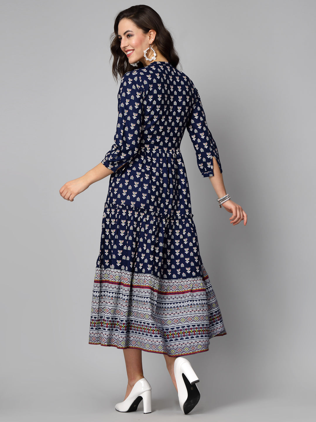 Printed Rayon Tiered Dress Kurta (Pre-Order)