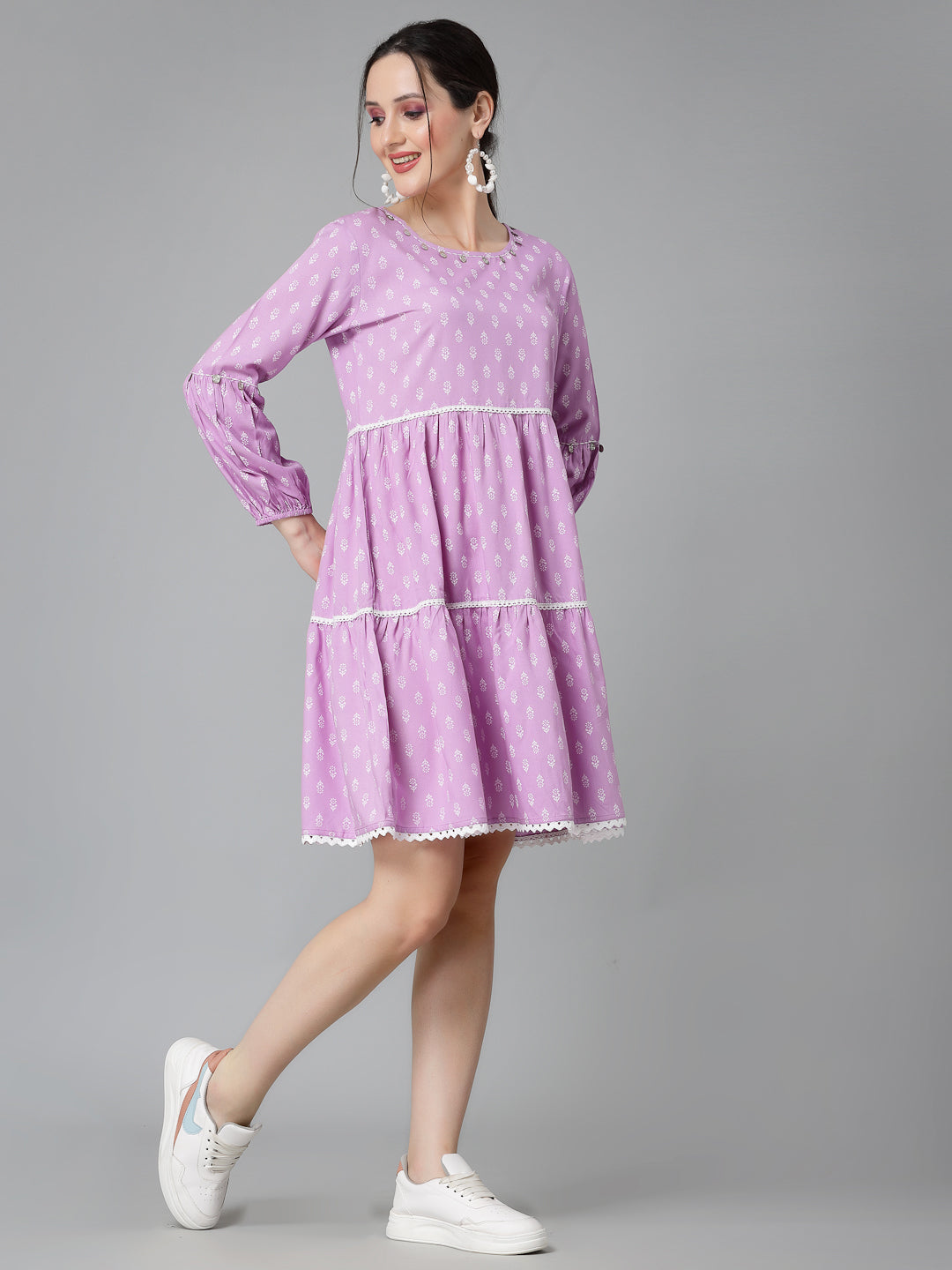 Floral Printed Rayon Tiered Dress (Pre-Order)