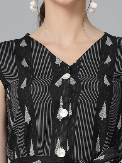Woven Design Cotton Blend Sheath Dress (Pre-Order)