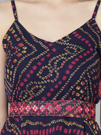 Bandhej Printed Georgette Flared Long Kurta (Pre-Order)