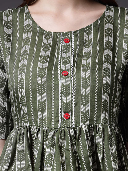 Self Design Cotton Blend Maxi Dress (Pre-Order)