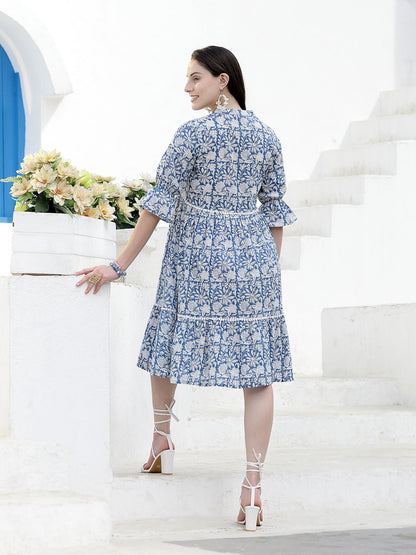 Floral Printed Cotton Tiered A-Line Dress (Pre-Order)