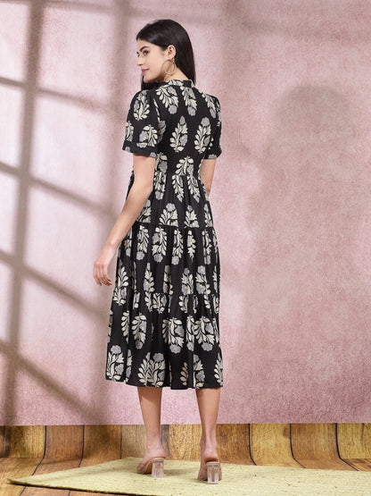 Floral Printed Rayon Tiered Dress (Pre-Order)