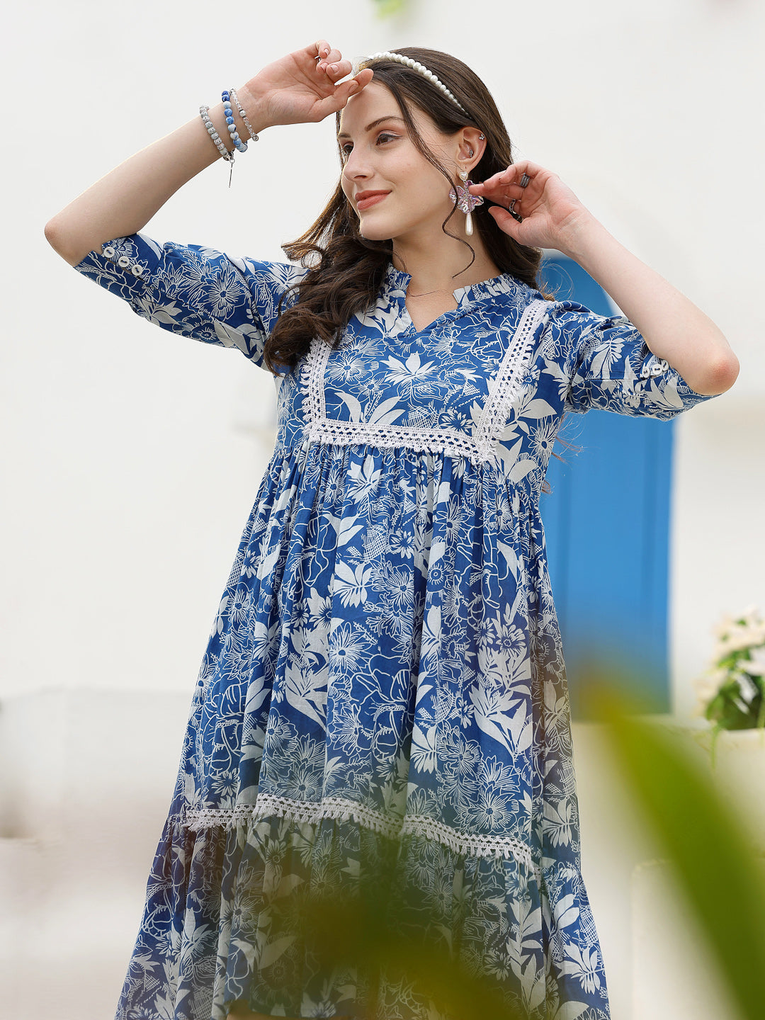 Tropical Printed Cotton A-Line Dress (Pre-Order)