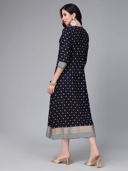 Floral Printed Rayon Flared Kurta