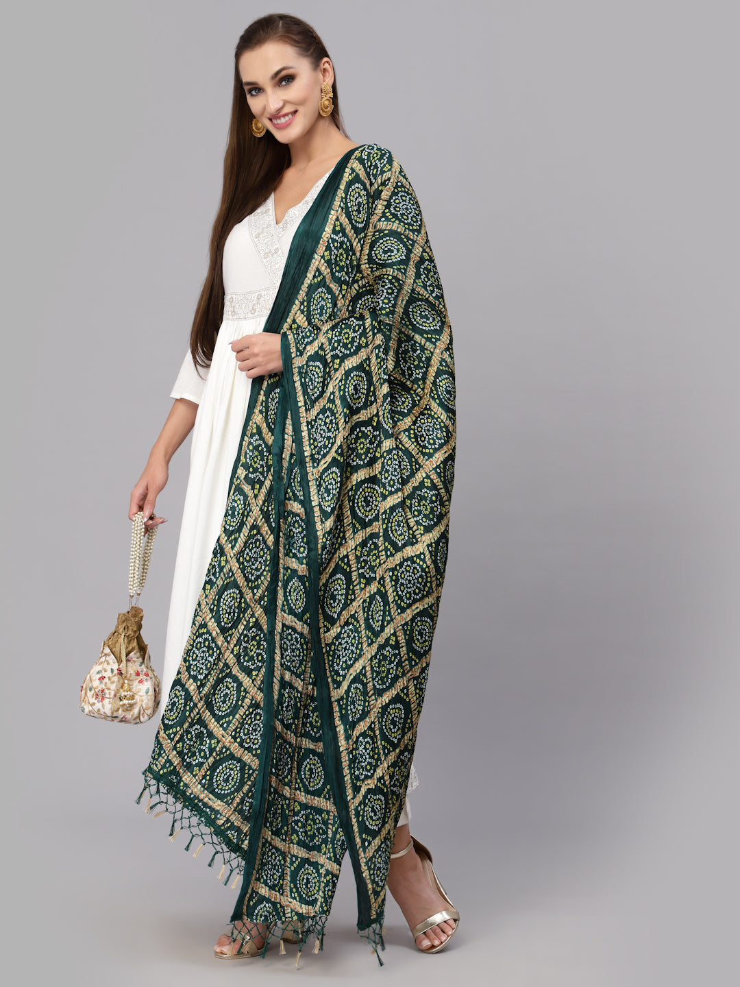Bandhani Print Silk Blend Dupatta