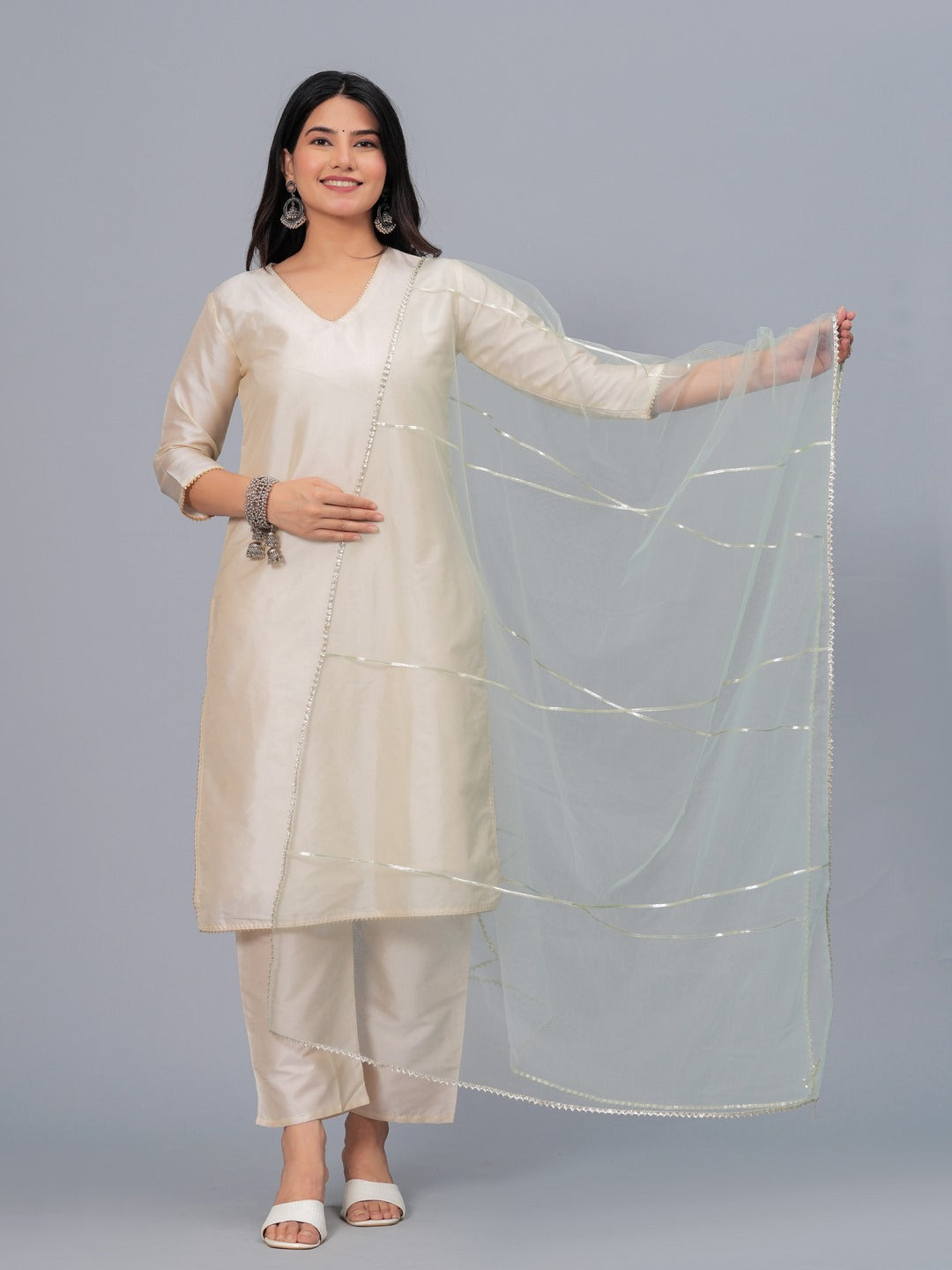 Solid & Embellished Net Dupatta (Pre-Order)
