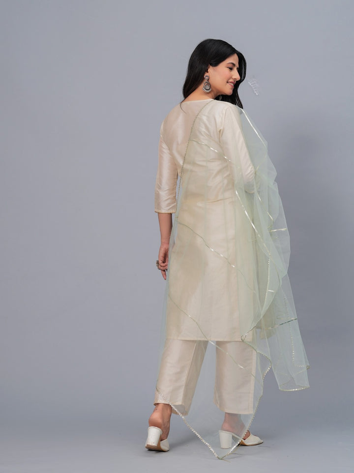 Solid &amp; Embellished Net Dupatta