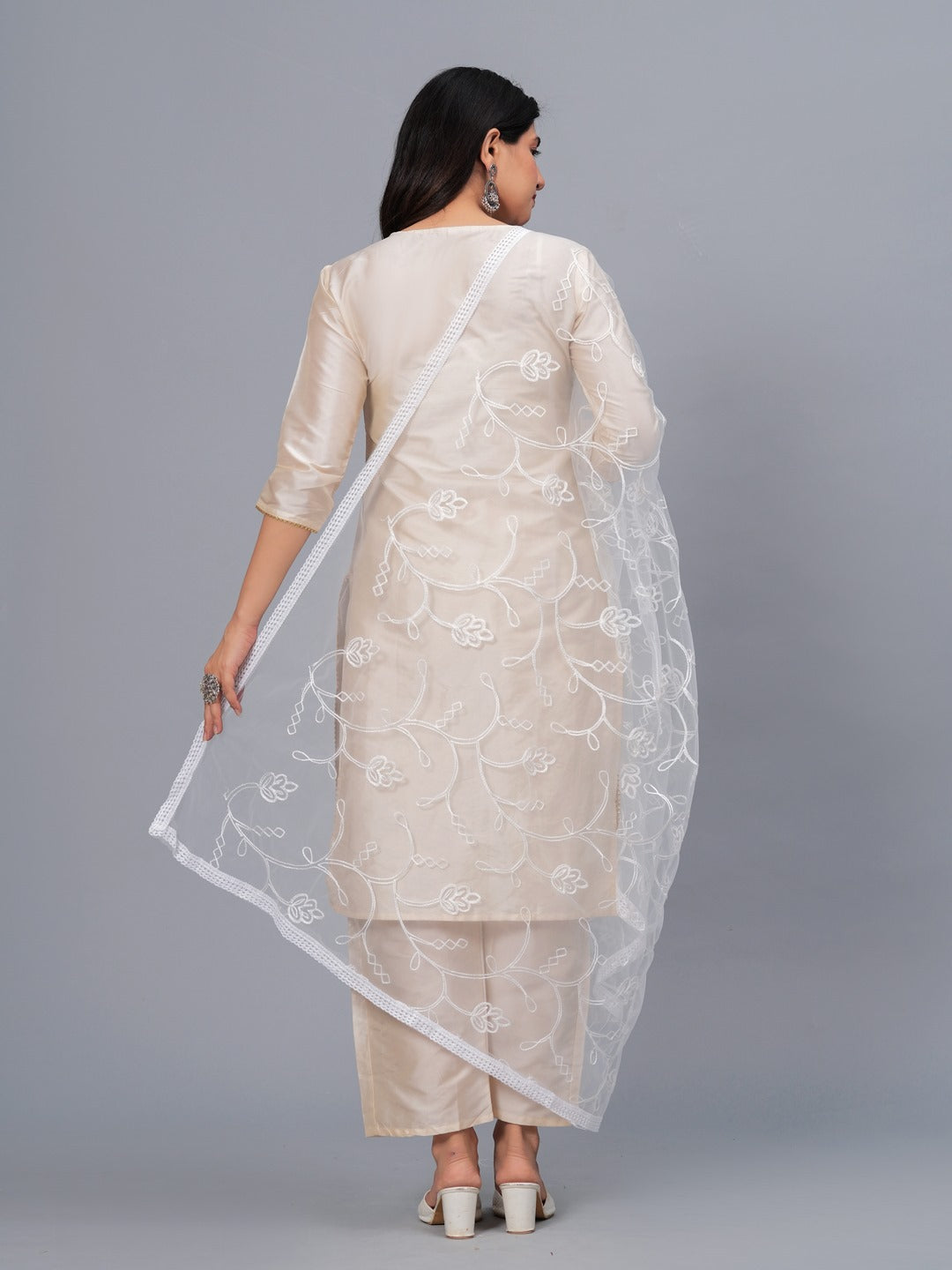 Embroidered Net Drawer Dupatta