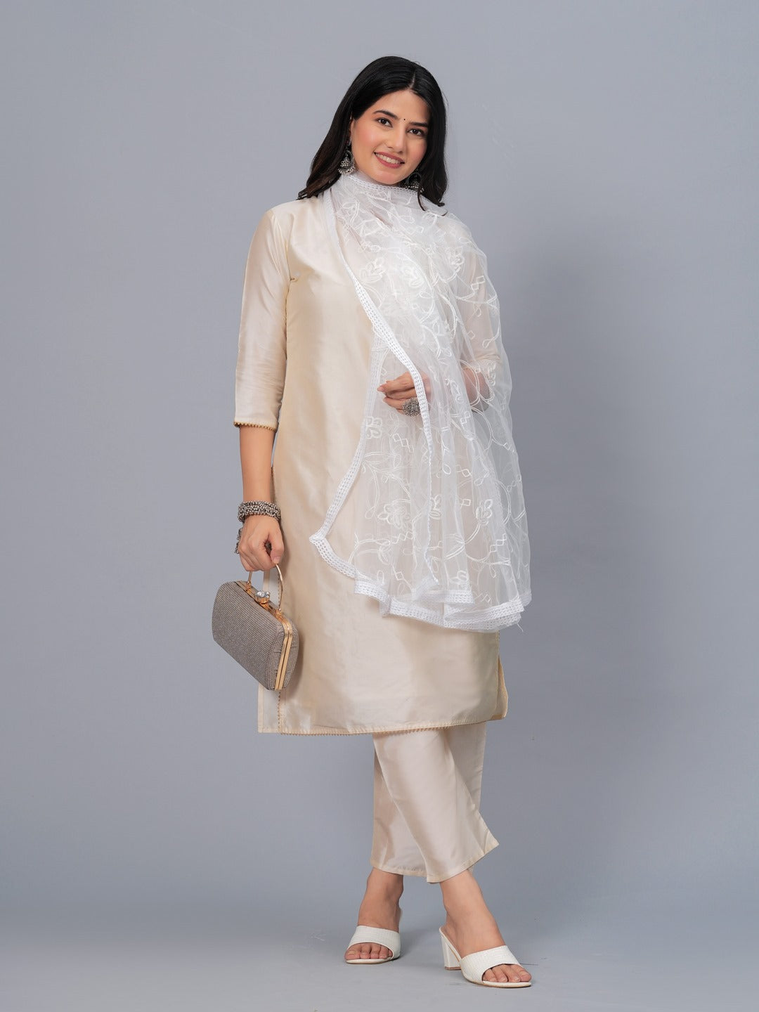 Embroidered Net Drawer Dupatta
