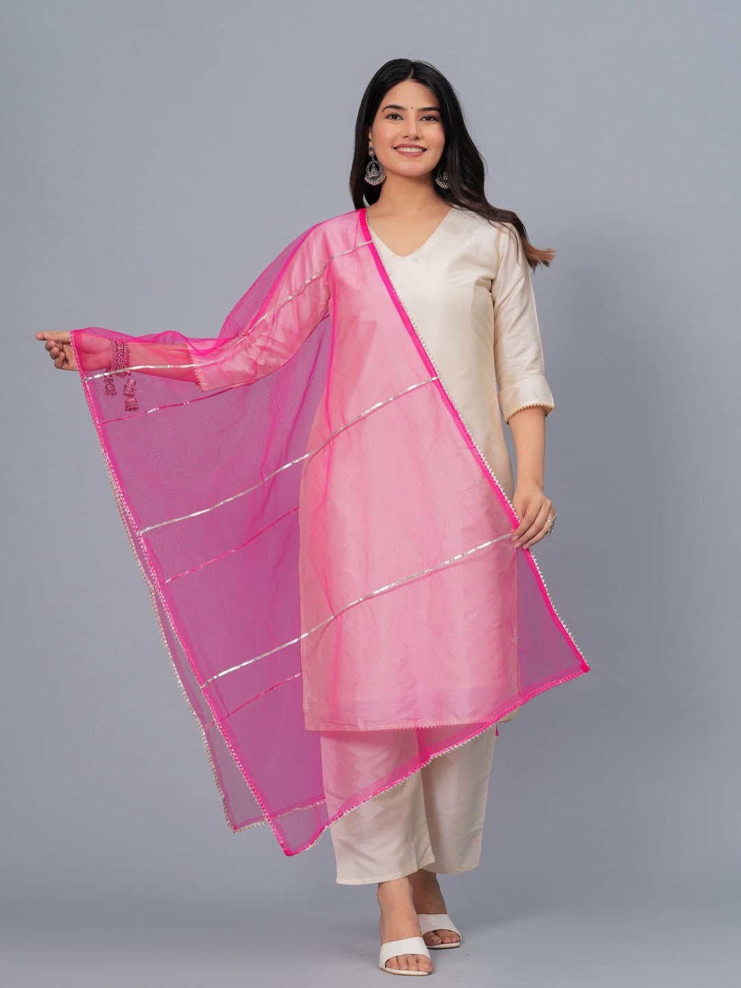 Solid & Embellished Net Dupatta