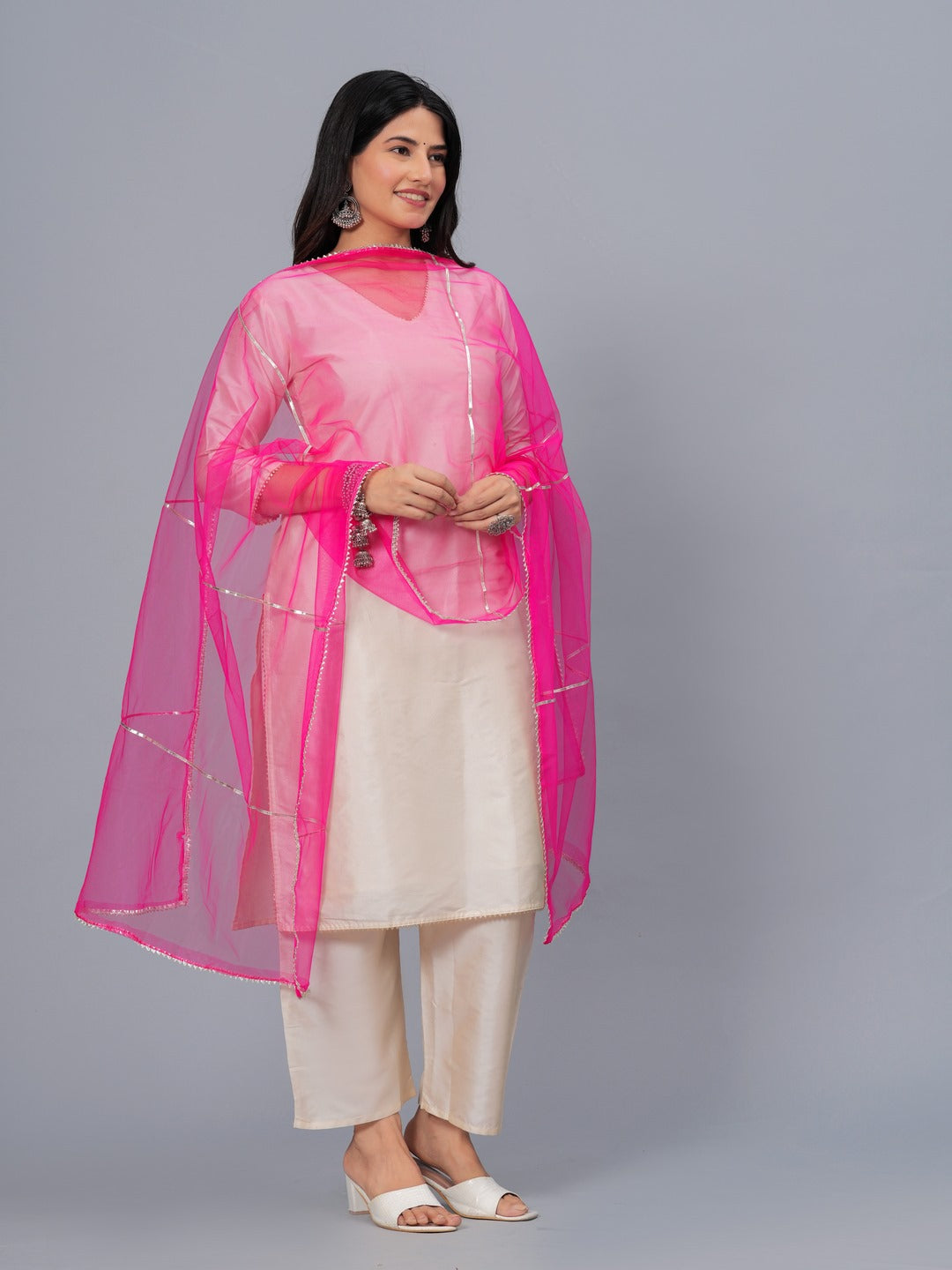 Solid & Embellished Net Dupatta
