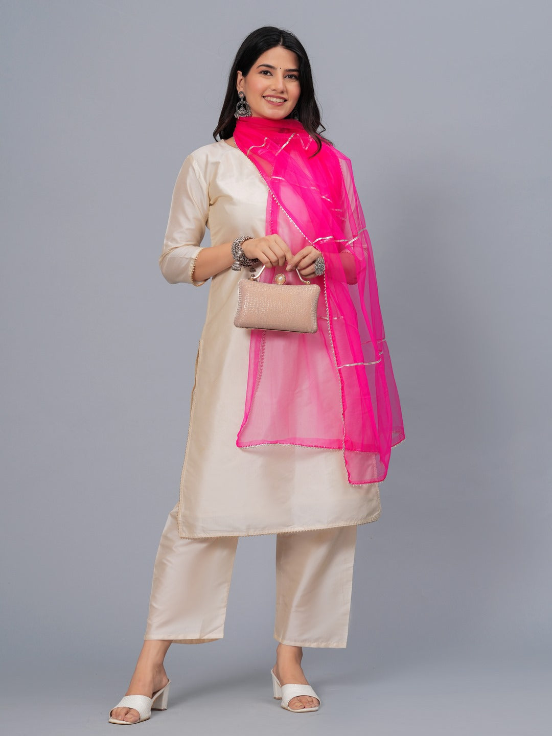 Solid & Embellished Net Dupatta