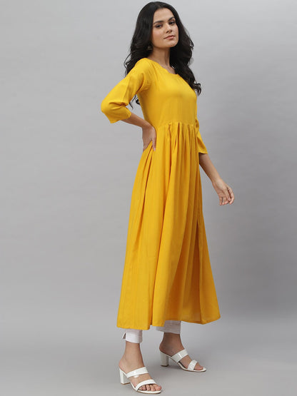 Solid Rayon Kurta Dupatta Set (Yellow,White) (Pre-Order)