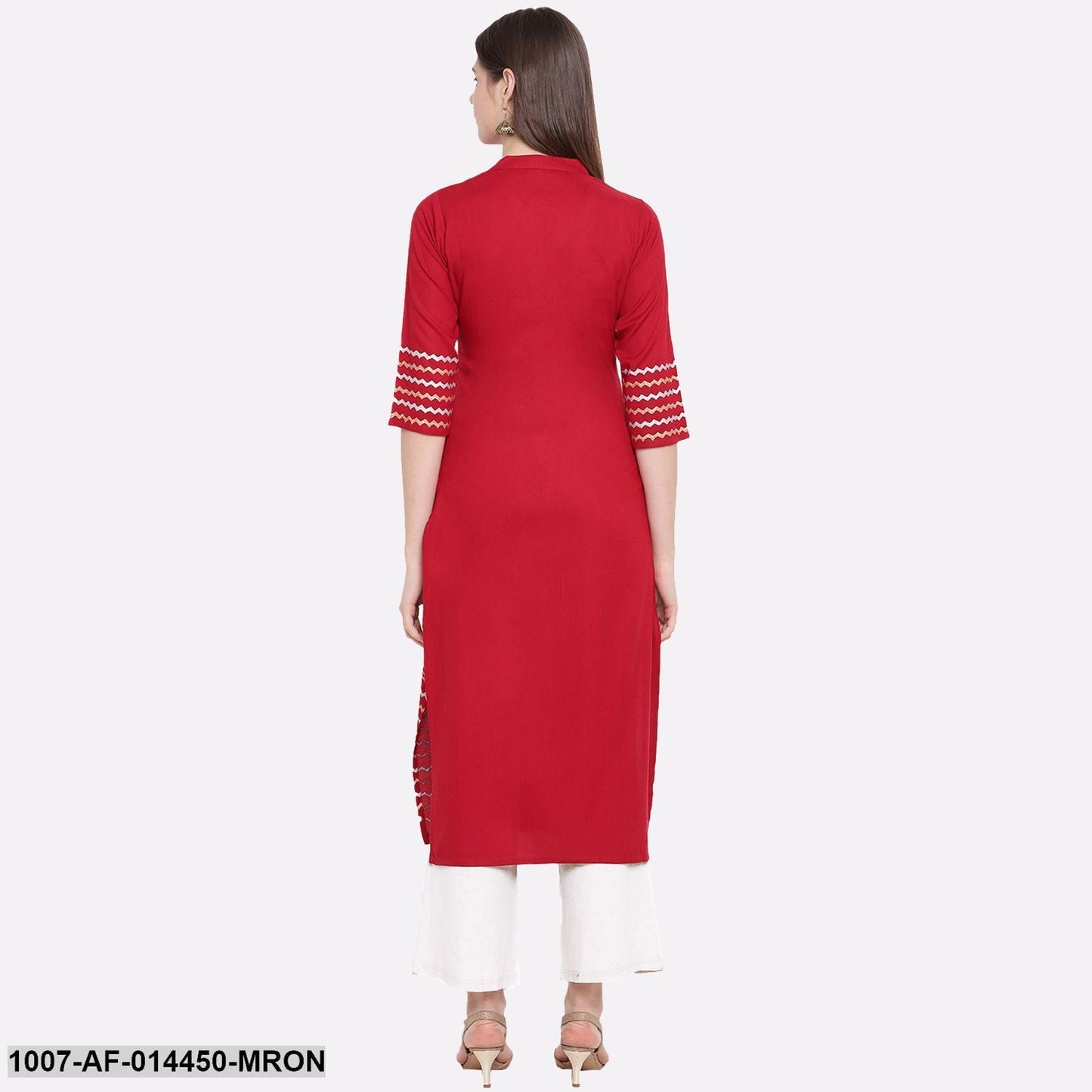 Hand Block Print Cotton Straight Kurta Pant Set (Maroon,White) (Pre-Order)