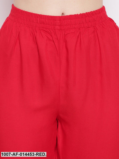 Floral Print Rayon Straight Kurta Pant & Dupatta Set (Yellow,Red) (Pre-Order)