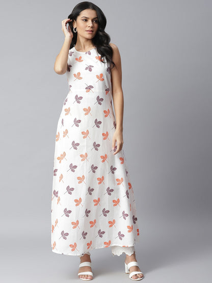 Printed Kurta with Jacket (Red,White) (Pre-Order)