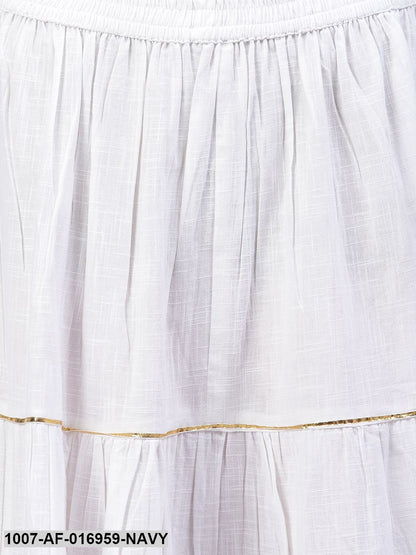 Printed Rayon Straight Kurta Skirt Set (Dark Blue) (Pre-Order)