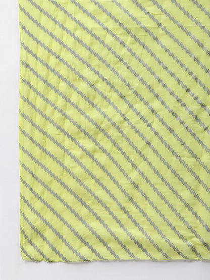 Bandhani Print Rayon Flared Kurta Dupatta Set (Dark Green) (Pre-Order)