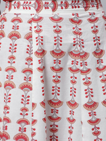 Printed Rayon Shirt Skirt Set (Maroon) (Pre-Order)