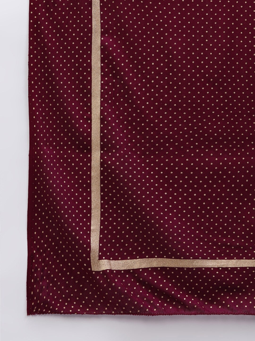 Gold Print Rayon Flared Kurta Dupatta Set (Wine) (Pre-Order)