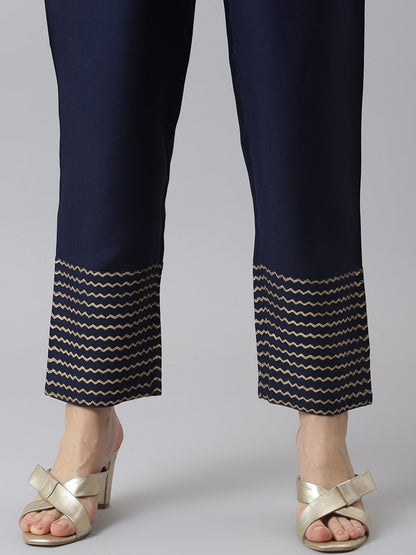 Gold Printed Rayon Flared Kurta Pant Dupatta Set (Pre-Order)