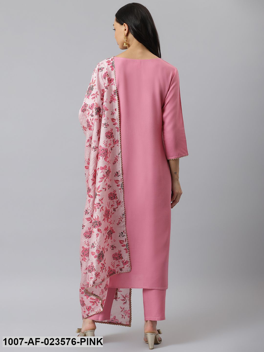 Solid Rayon Straight Kurta Pant Dupatta Set (Pre-Order)