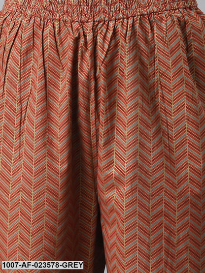 Floral Printed Cotton Anarkali Kurta with Pant & Dupatta (Pre-Order)