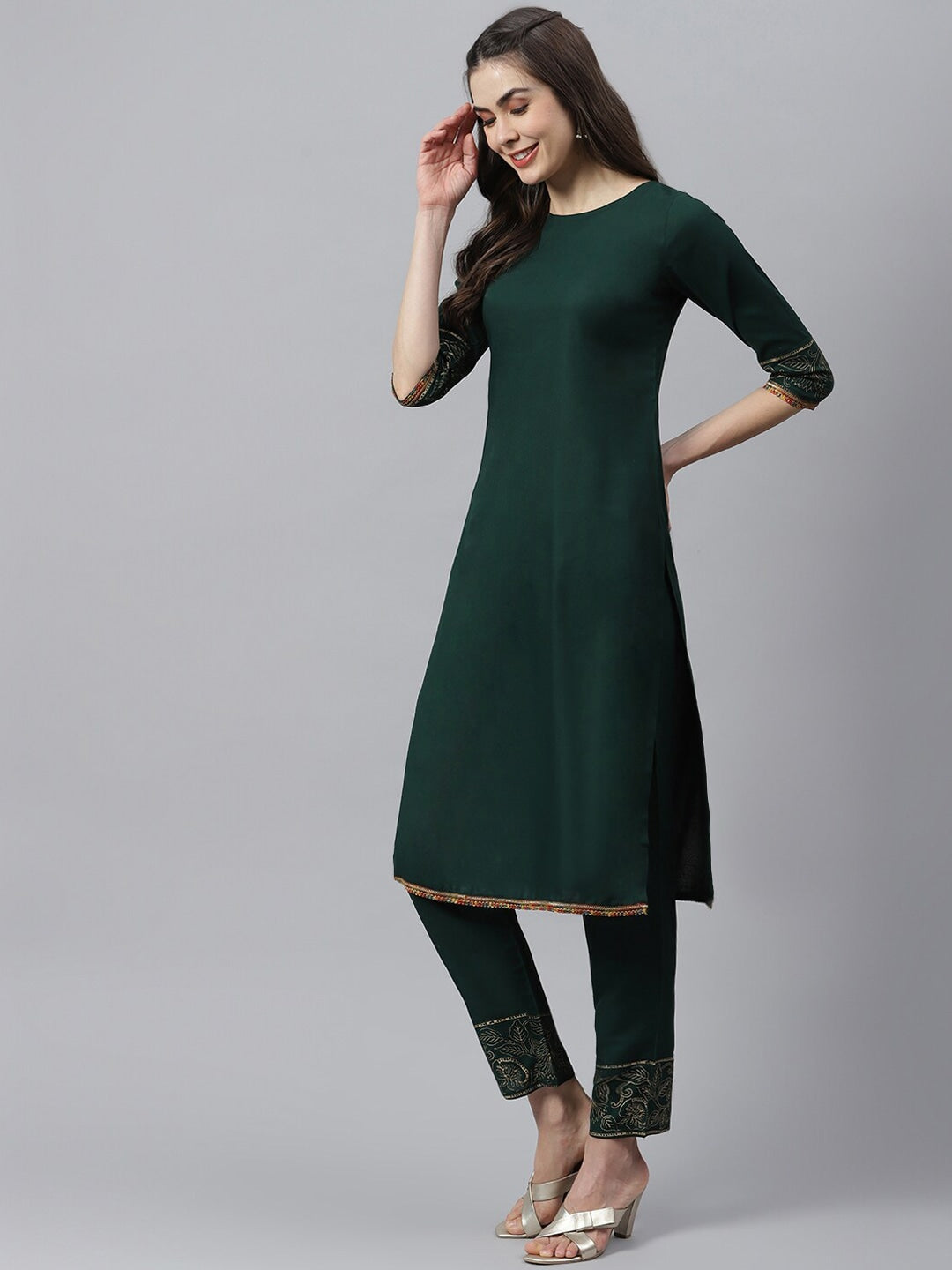 Solid Rayon Straight Kurta Pant Dupatta Set (Pre-Order)
