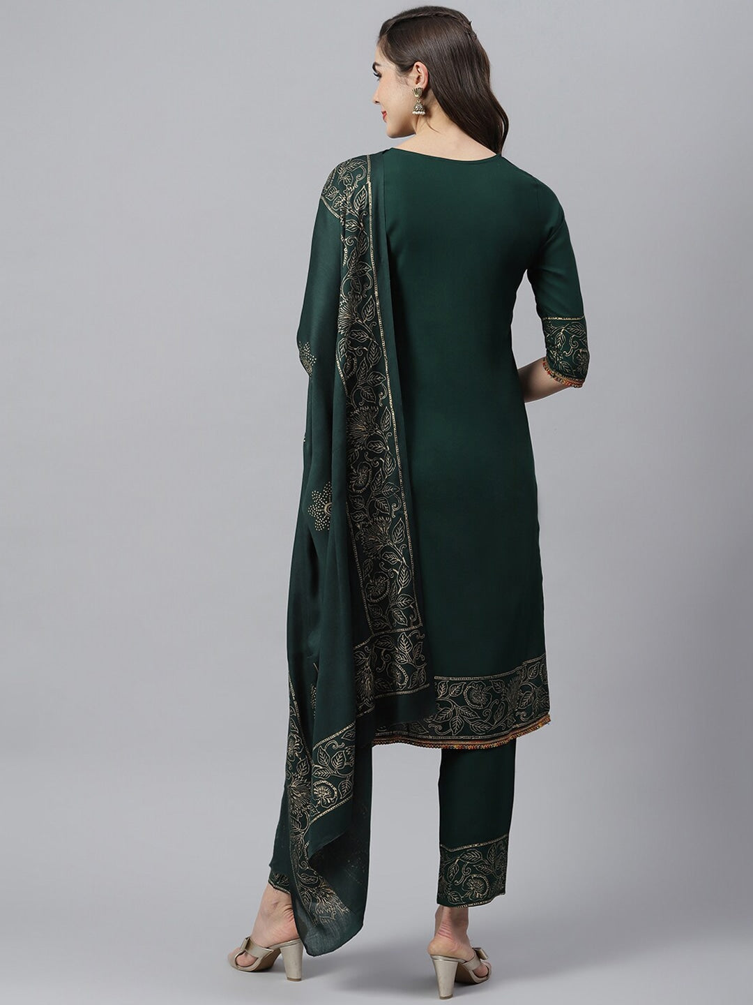 Solid Rayon Straight Kurta Pant Dupatta Set (Pre-Order)
