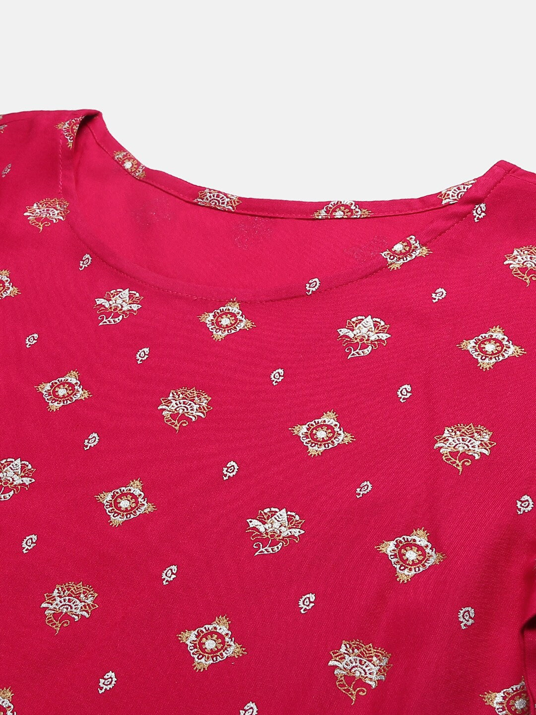 Gold Printed Rayon Straight Kurta Pant Set (Pre-Order)