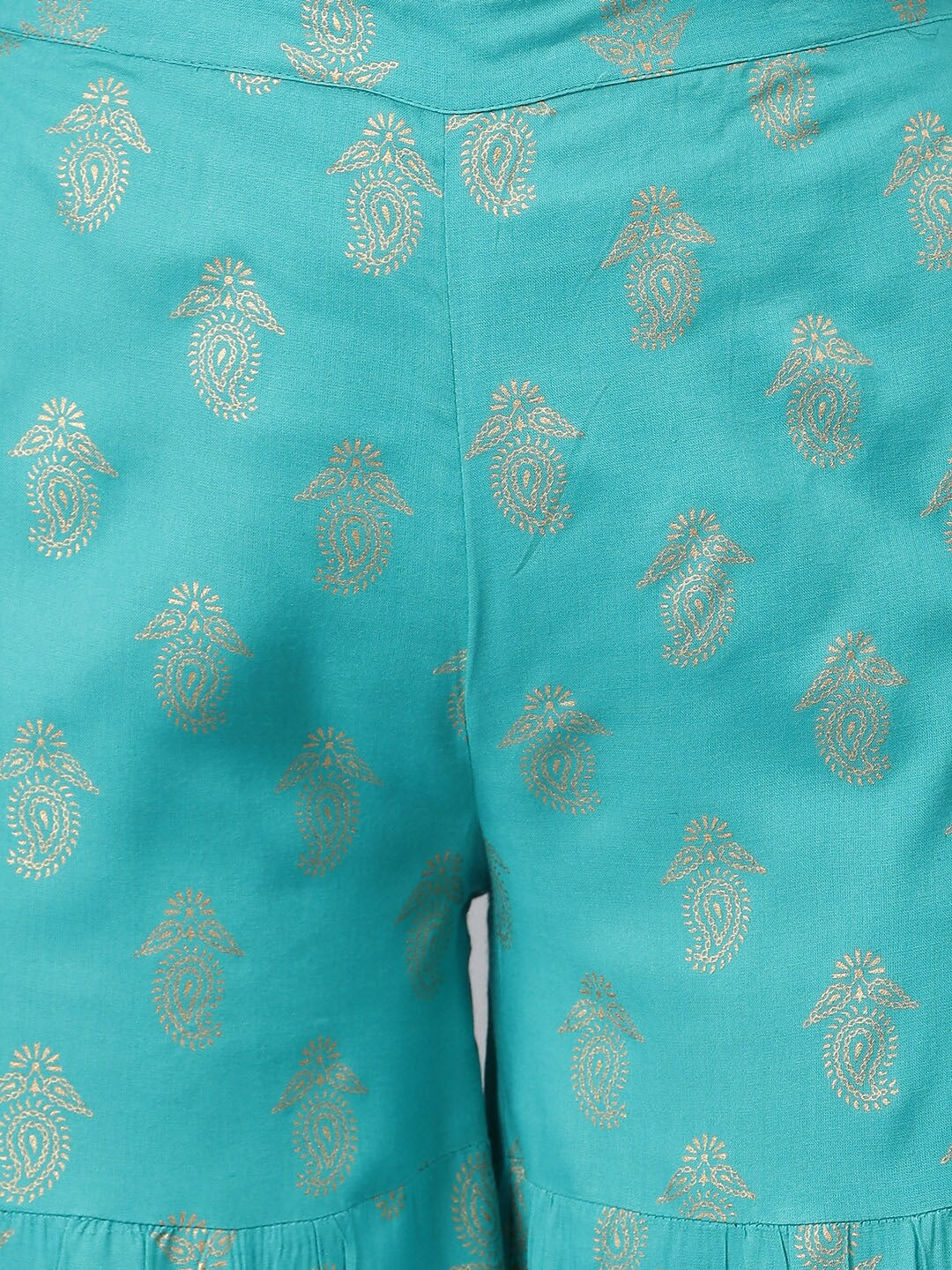 Women Gold Printed Rayon A-Line Kurta Sharara Dupatta Set (Pre-Order)