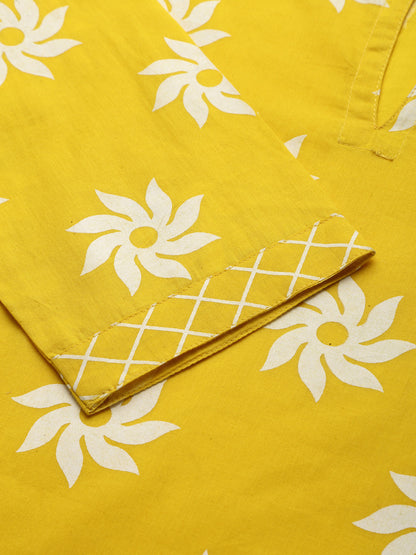 Printed Cotton Straight Kurta Pant Dupatta Set (Pre-Order)