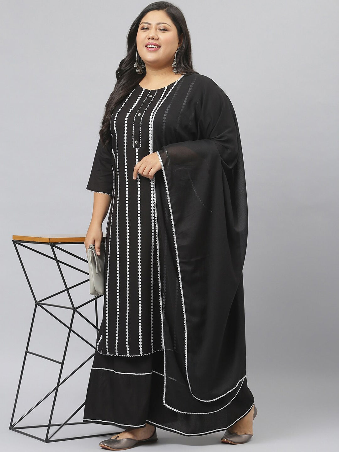 Women Printed Rayon Straight Kurta Sharara Dupatta Set (Pre-Order)