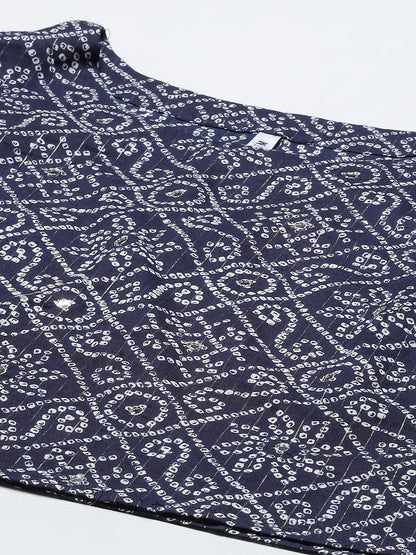 Women Bandhani Print Cambric Crop Top Skirt Set (Pre-Order)