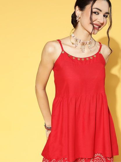 Women Solid Rayon short Flared Top Palazzo Set (Pre-Order)