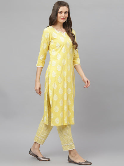 Women's Floral Print Rayon Straight Kurta Pant Set (Pre-Order)