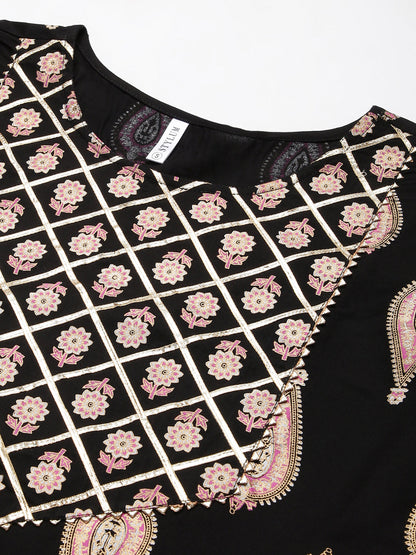 Women's Floral Print Rayon Straight Kurta Pant Dupatta Set (Pre-Order)