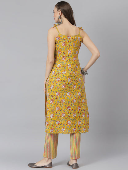 Floral Ptinted Cotton Straight Kurta Pant Set (Pre-Order)