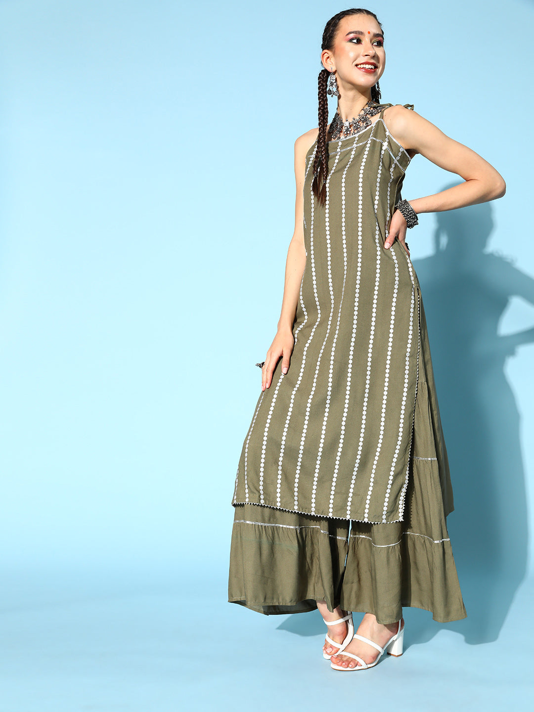 rayon printed kurta sharara set (Pre-Order)