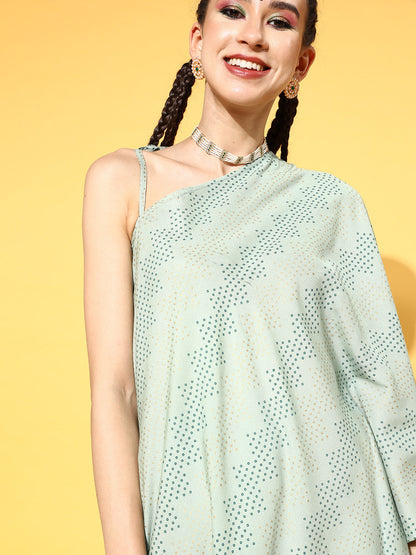 rayon printed Asymmetric kurta palazzo set (Pre-Order)