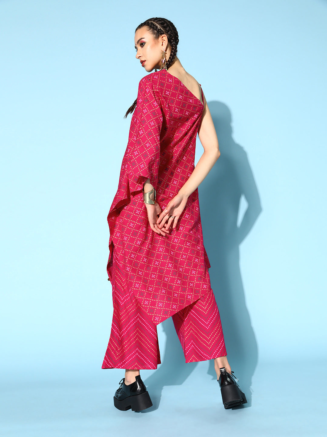 rayon printed Asymmetric kurta palazzo set (Pre-Order)