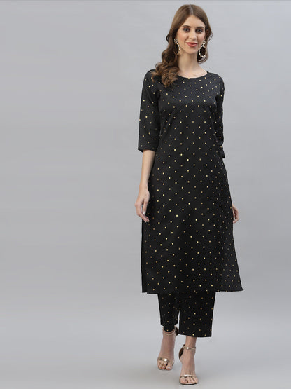 Self Design Poly Silk Straight Kurta Pant & Dupatta Set (Pre-Order)