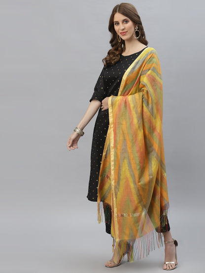 Self Design Poly Silk Straight Kurta Pant & Dupatta Set (Pre-Order)